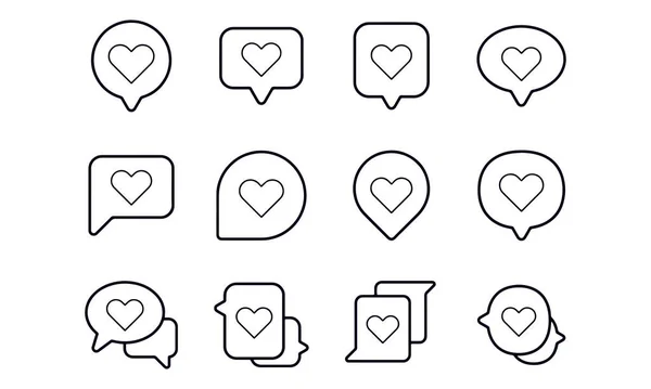 Diseño Vectores Iconos Burbuja Voz Corazón — Vector de stock