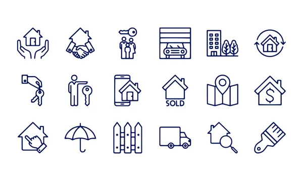 Immobilien Linie Vector Icons — Stockvektor