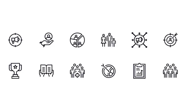 Target Audience Market Consumer Icons Vector Design — 图库矢量图片