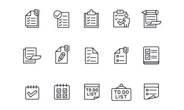 Liste simgesi kümesi vektör tasarımı yapmak için 