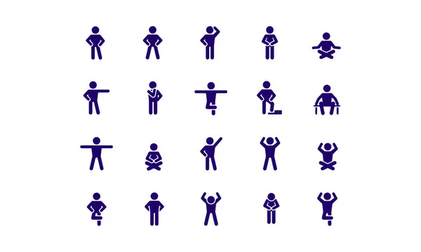 Basic Posture Icon Set Vector Design — ストックベクタ