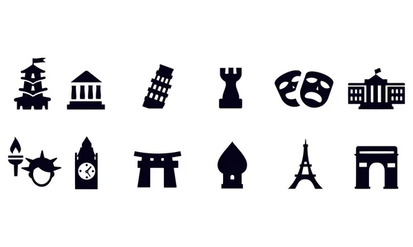 Landmark Icons Vector Design — Stock Vector