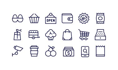 Perakende Depolama Simgeleri vektör tasarımı 