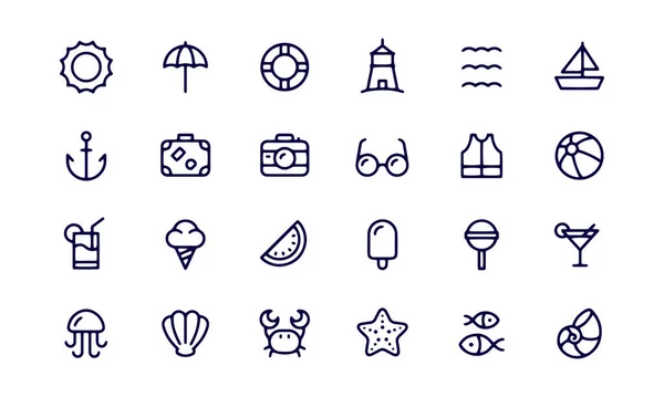 Summer Travel Outline Icons Vector Design — 스톡 벡터