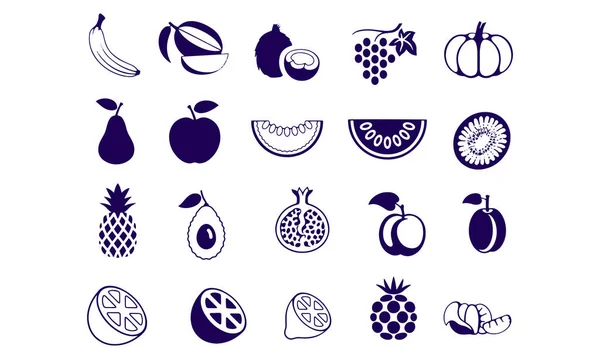 Εικονίδια Φρούτων Ορισμός Διανυσματικού Σχεδιασμού — Διανυσματικό Αρχείο
