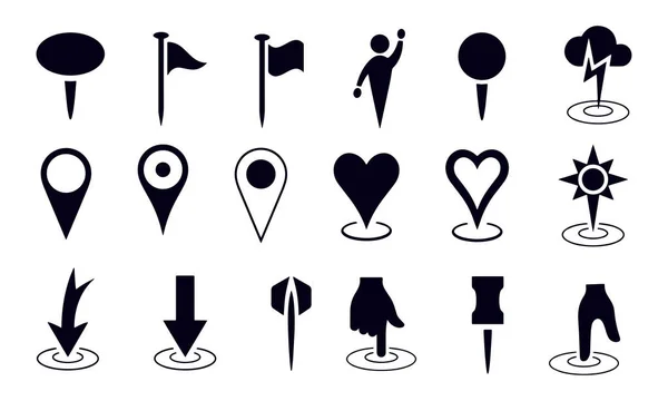 Mappa Posizione Pins Icon Set — Vettoriale Stock