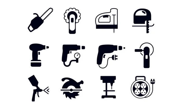 Power Tools Icons Vector Design — Stock Vector