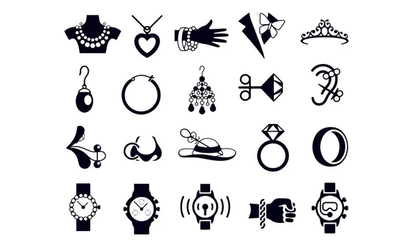 Iconos Joyería Establecer Iconos Diseño Vectores — Vector de stock