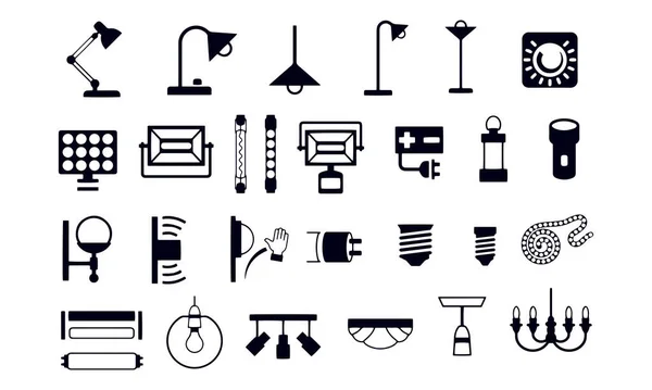 Lighting Fixtures Equipment Icons — Stock Vector