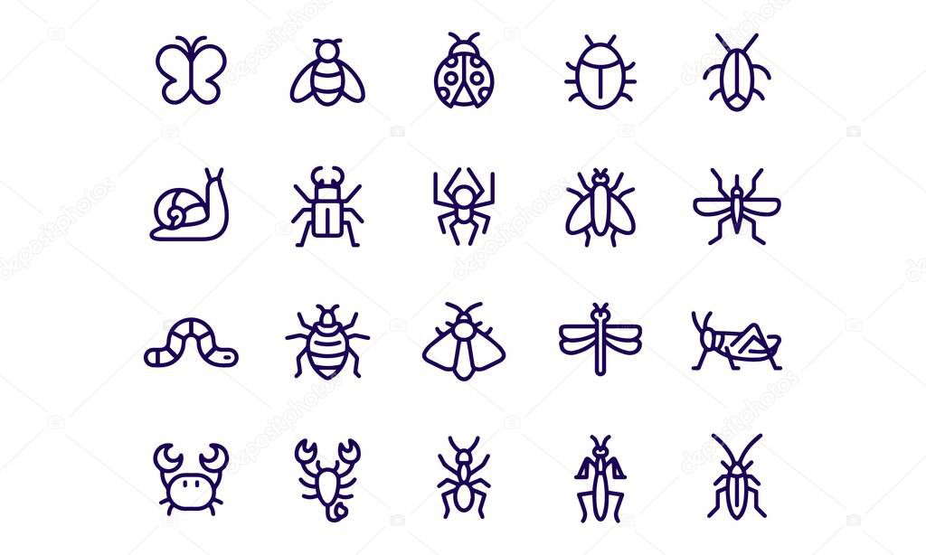 Insect Line Icons Editable Stroke vector design