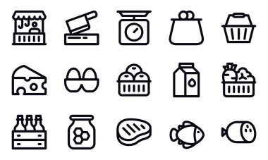  Taze Pazar simgeleri vektör tasarımı 