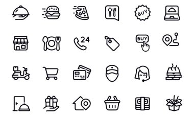  Gıda Teslimatı Simgesi vektör tasarımı 