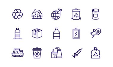 Geri dönüşüm, Ekoloji, Yeşil Düşünce simge vektör tasarımı 