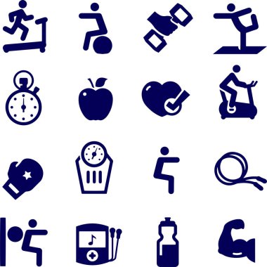  Siyah Fitness Simgesi vektör tasarımı 