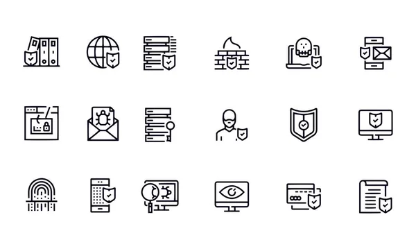 Diseño Vectorial Iconos Seguridad Cibernética — Archivo Imágenes Vectoriales