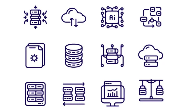 Data Analytics Aggregation Cloud Computing Icons Vektordesign — Stockvektor