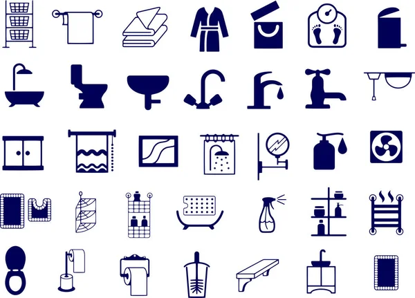 Badezimmer Waschraum Und Toilette Haushaltswaren Produkte Symbole — Stockvektor