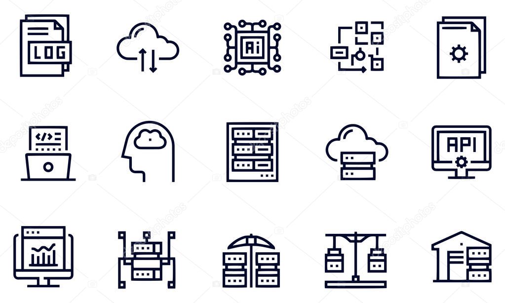  Data Analytics, Aggregation, Cloud Computing icons vector design 