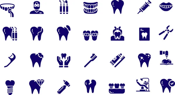 Dental Related Vector Line Icons Vector Design — 스톡 벡터