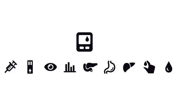 Diabetes Mellitus Icons Vektordesign — Stockvektor