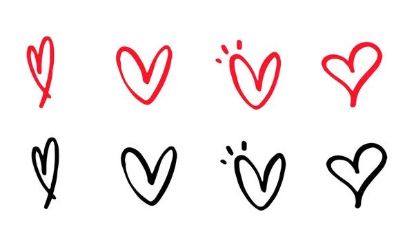 Heart Doodles Hand Drawn Hearts Collection Love Illustration Designs — Stock Vector