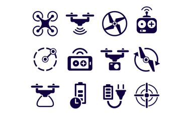  Drone ve Dörtlü Helikopter simgeleri ve sembolleri