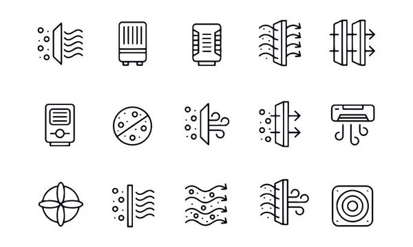 Luftreiniger Icon Set Vektor Design — Stockvektor