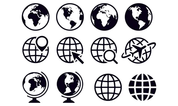 地球球图标集矢量设计 — 图库矢量图片