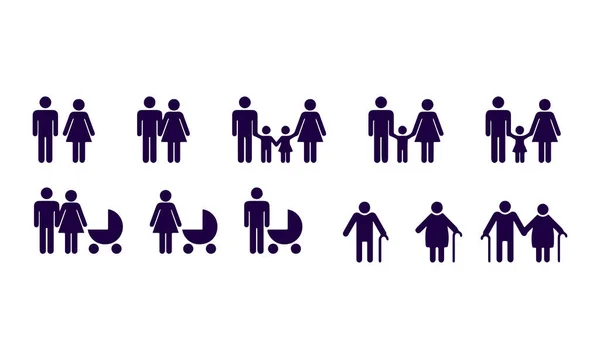 Familia Personas Iconos Vector Diseño — Vector de stock