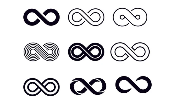 Infinity Symbole Setzen Vektordesign — Stockvektor