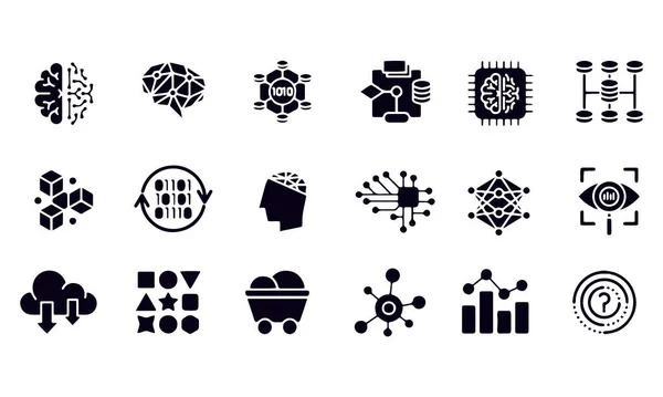 Diseño Vectores Iconos Glifos Aprendizaje Automático — Archivo Imágenes Vectoriales