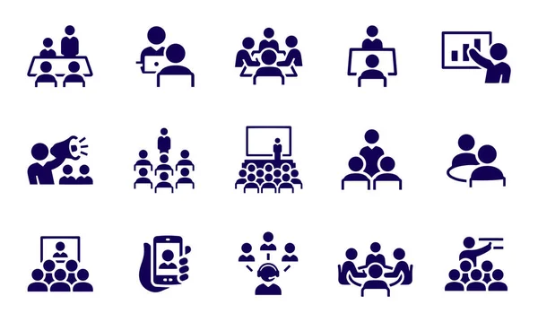 Business Meetings Seminars Icons Vector Design — Stock Vector