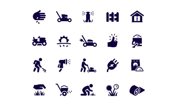 Rasenpflege Icons Vektor Design — Stockvektor