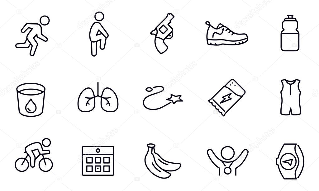 Triathlon Thin Line Icons vector design 