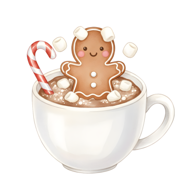 Zencefilli Kurabiye Sıcak Çikolatalı Tatil PNG 'sinde Oturuyor