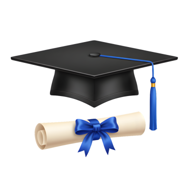 Mavi Tasselli Siyah Mezuniyet Şapkası ve Kraliyet Mavi Kurdelesine Bağlı Rolled Diploma