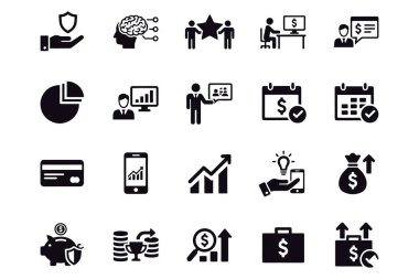  İş ve Finans Simgeleri siyah ve beyaz vektör tasarımı 