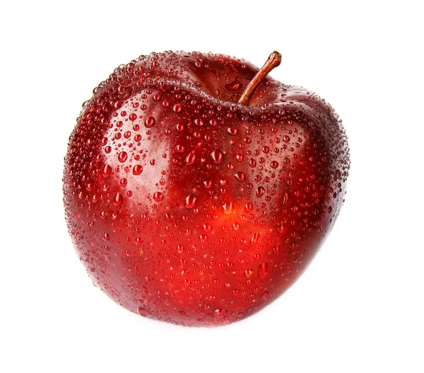 Belle Pomme Rouge Isolée Sur Fond Blanc Une Vue Latérale — Photo