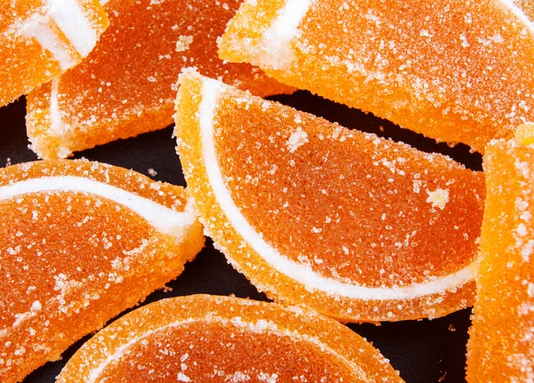 Marmelade Form Von Orangenlappen Auf Schwarzem Hintergrund — Stockfoto