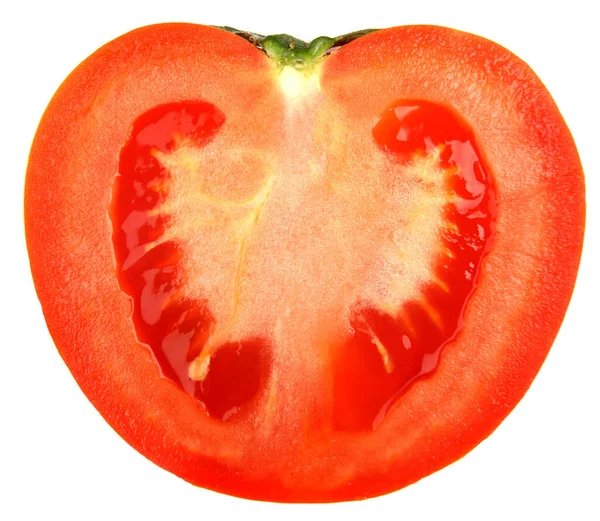 토마토의 절반은 흰색에 분리되어 토마토 Tomato Macro Photo — 스톡 사진