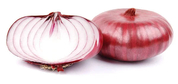 Whole Half Red Onions Lettuce Isolated White Background — Stock fotografie