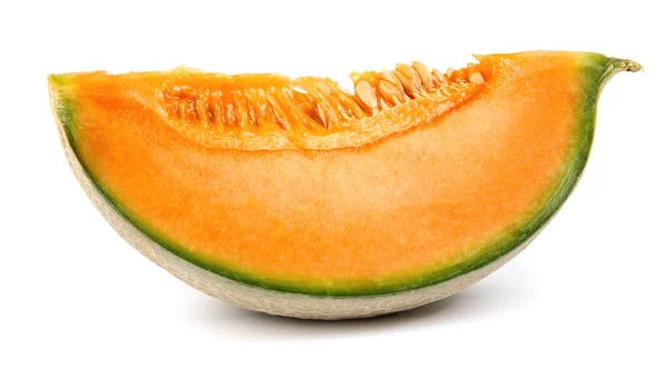 Bit Kantaloupe Melon Isolerad Vit Bakgrund — Stockfoto