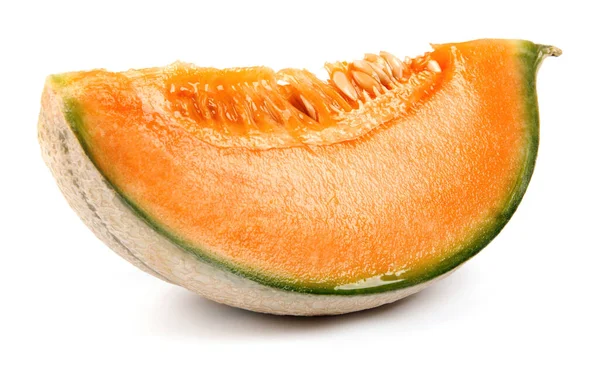 Bit Kantaloupe Melon Isolerad Vit Bakgrund — Stockfoto