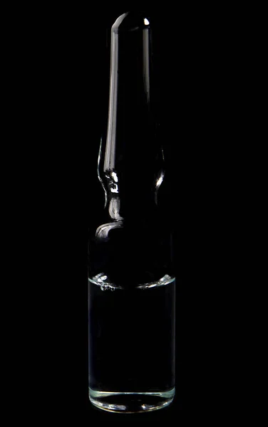 Ampoule Medicine Black Background Vaccine — Stock Photo, Image