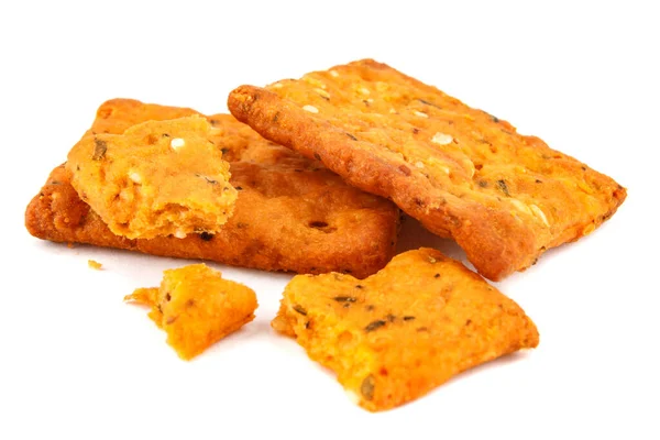 Cookies Med Smulor Med Grovt Salt Och Kryddor Isoleras Vit — Stockfoto