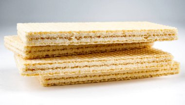 Birkaç gevrek waffle. Lezzetli waffle..