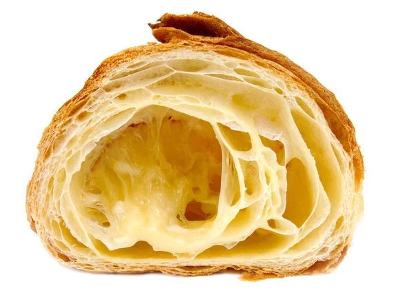 Corte Croissant Isolado Fundo Branco Padaria Fresca — Fotografia de Stock