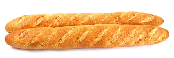 Due Baguette Francesi Sono Isolate Uno Sfondo Bianco — Foto Stock