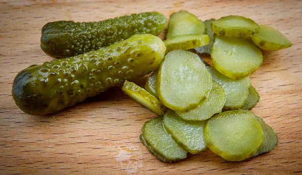 Pepinos Enteros Cortados Escabeche Pepinos Salados — Foto de Stock