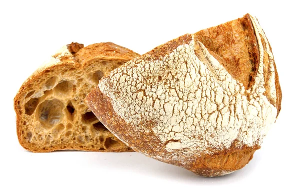 Beyaz Arka Planda Izole Edilmiş Dilimlenmiş Ekmek Somunu — Stok fotoğraf